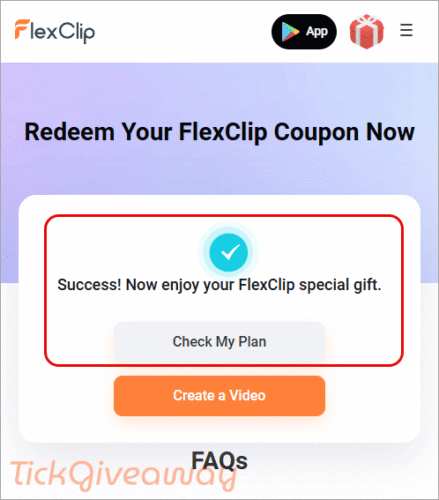 flexclip ai success code