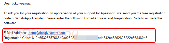 get apeaksoft whatsapp transfer code