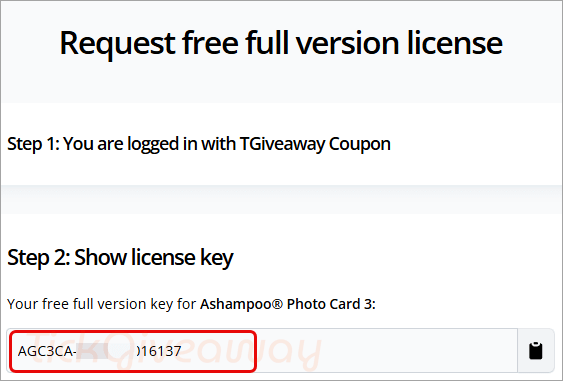 get ashampoo photo card key free