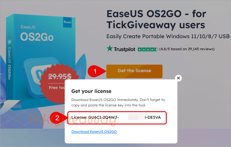 get easeus os2go code