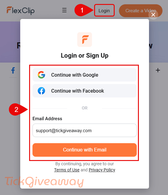 register a flexclip ai account