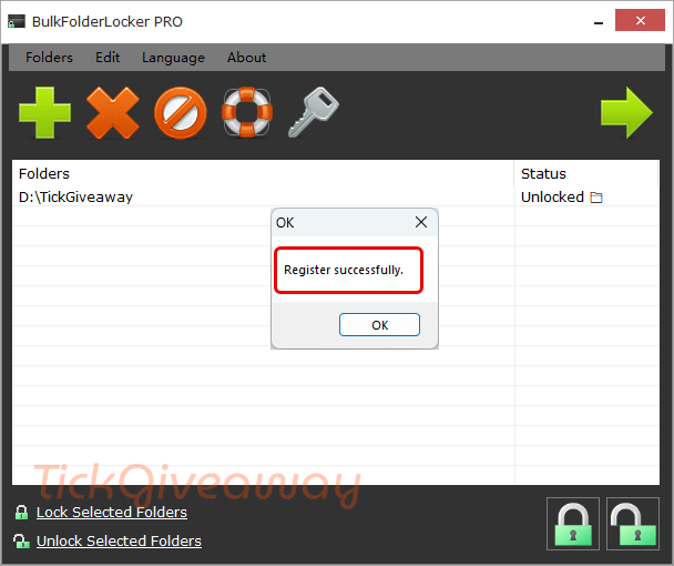 register bulkfolderlocker license successfully