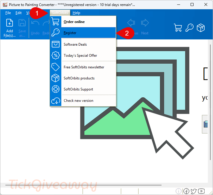 register softorbits picture to painting converter code