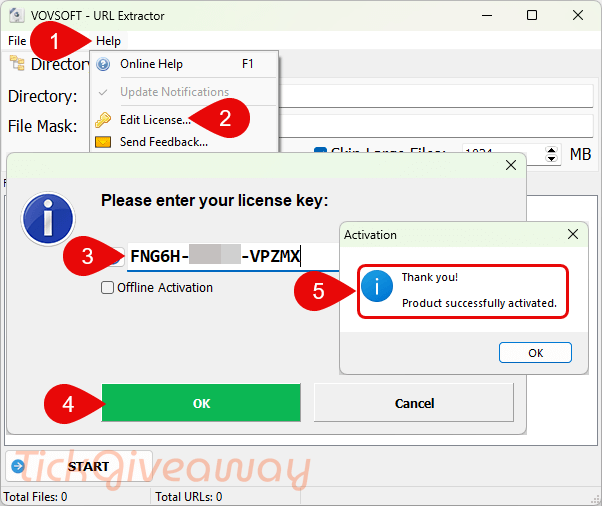register vovsoft url extractor code
