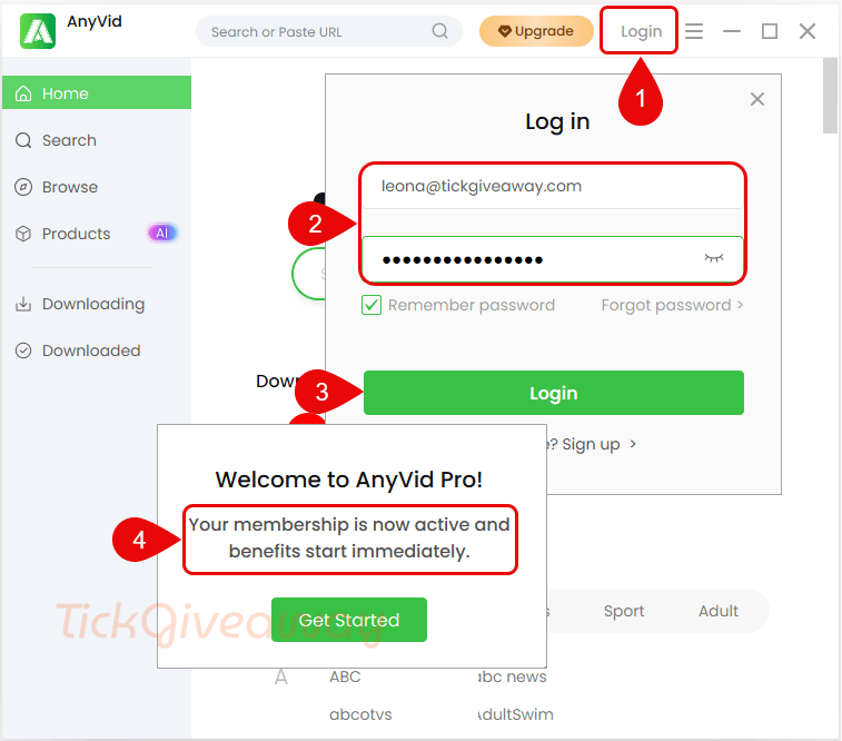 login anyvid for windows account
