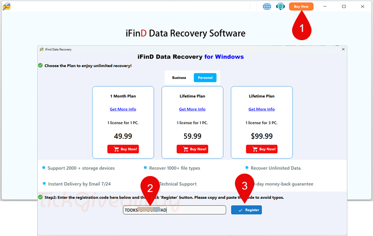 register ifind data recovery code