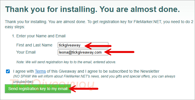 send registration key filemarker net pro
