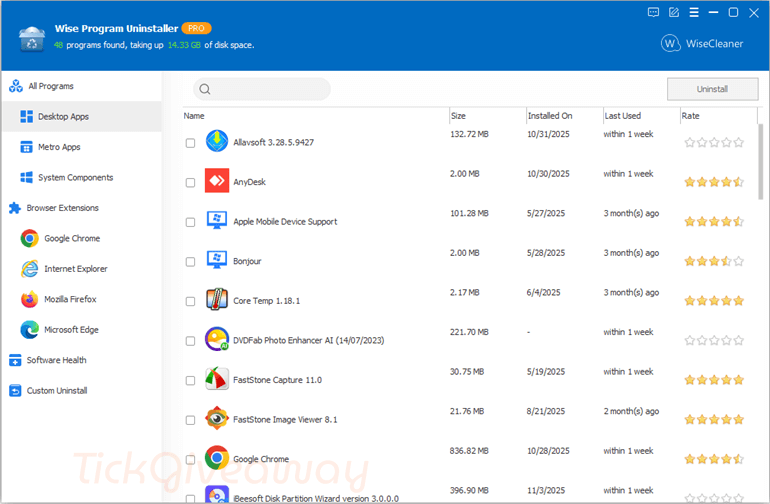 Wise Program Uninstaller PRO