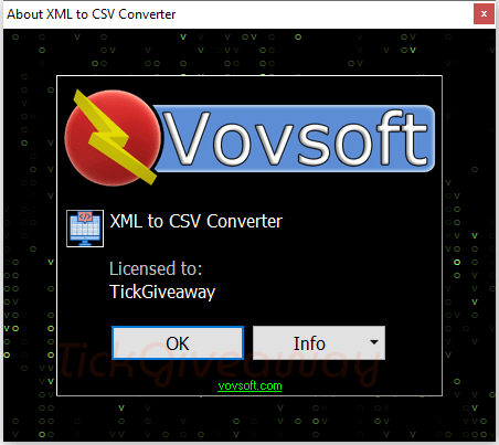 about vovsoft xml to csv converter key free