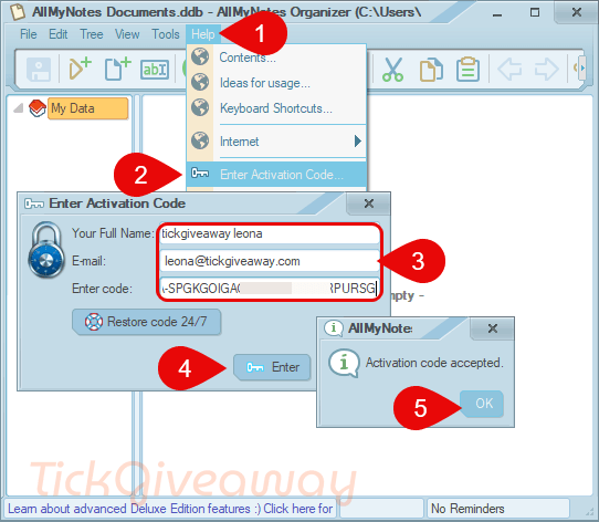 activate allmynotes organizer deluxe code
