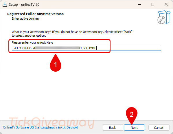 activate onlinetv plus key
