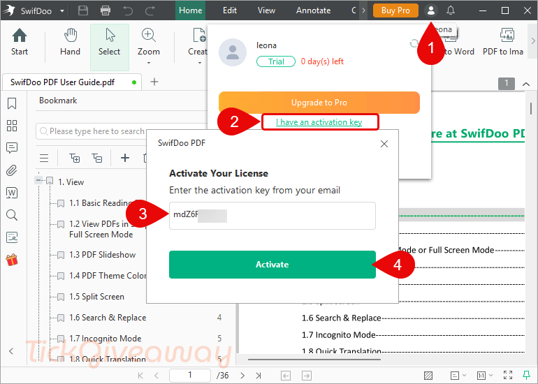 activate swifdoo pdf pro code