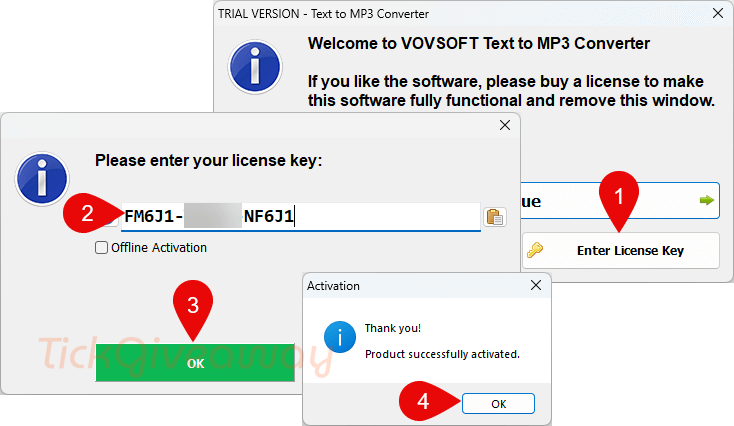 activate vovsoft text to mp3 converter code