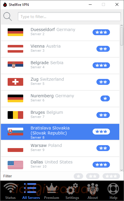 all servers shellfire vpn premium plus