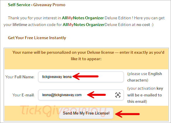 allmynotes organizer deluxe giveaway page