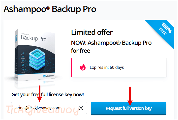 ashampoo backup pro giveaway page