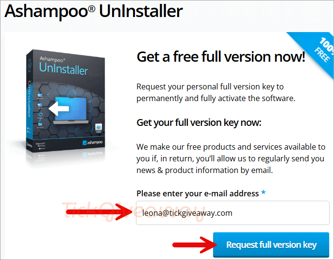 ashampoo uninstaller giveaway page