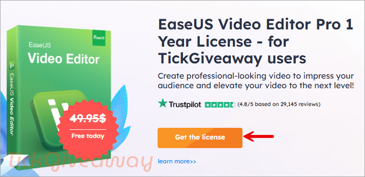 easeus video editor giveaway landing page