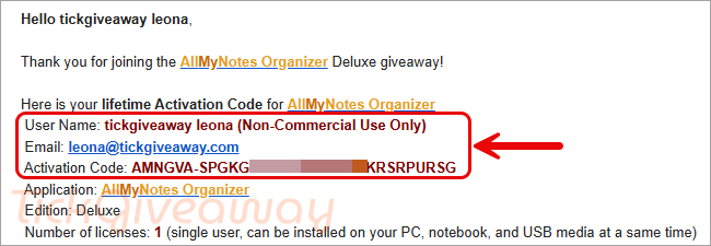 get allmynotes organizer deluxe code