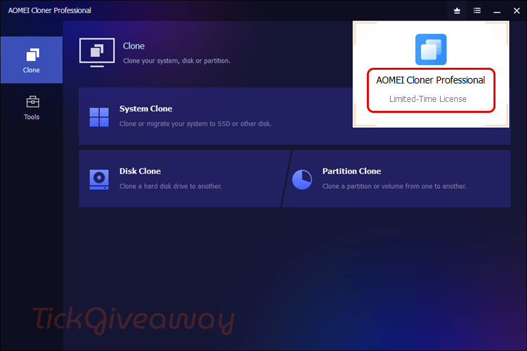 get aomei cloner pro free