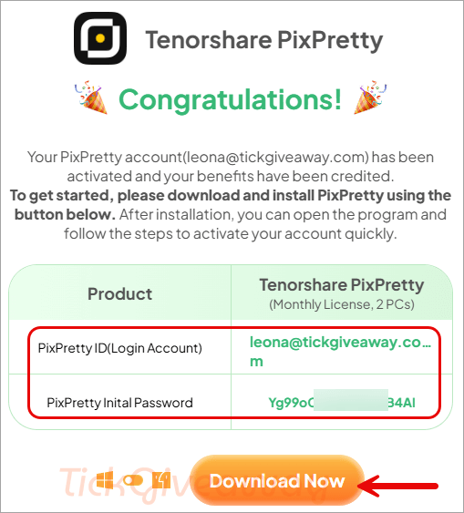 get tenorshare pixpretty account