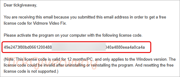 get vidmore video fix code