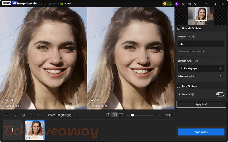 giveaway nero ai image upscaler screenshot Nero AI Image Upscaler Giveaway Screenshot