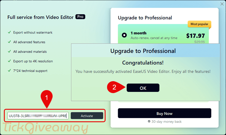 EaseUS Video Editor giveaway license code download