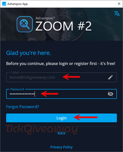 login ashampoo zoom free