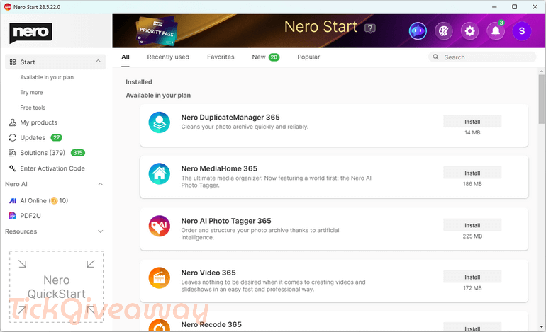 nero platinum suite se screenshot