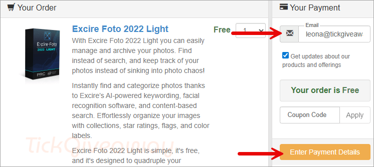 payment excire foto light details