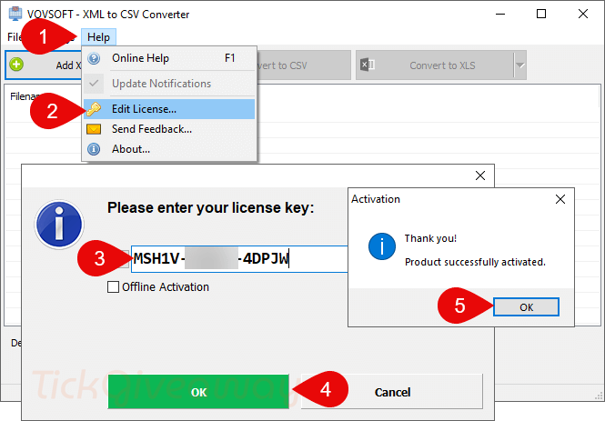 register vovsoft xml to csv converter code