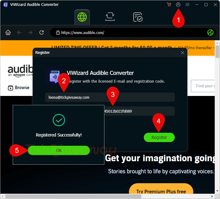 activate viwizard audible converter code