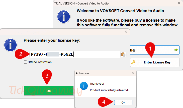 activate vovsoft convert video to audio key