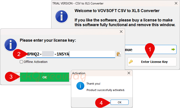 activate vovsoft csv to xls converter code