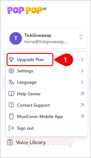 upgrade plan poppop ai voice cloning