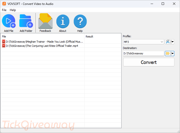 Vovsoft Convert Video to Audio