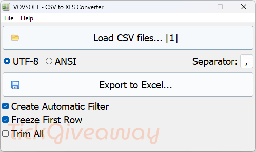 Vovsoft CSV to XLS Converter