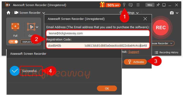 activate aiseesoft screen recorder key