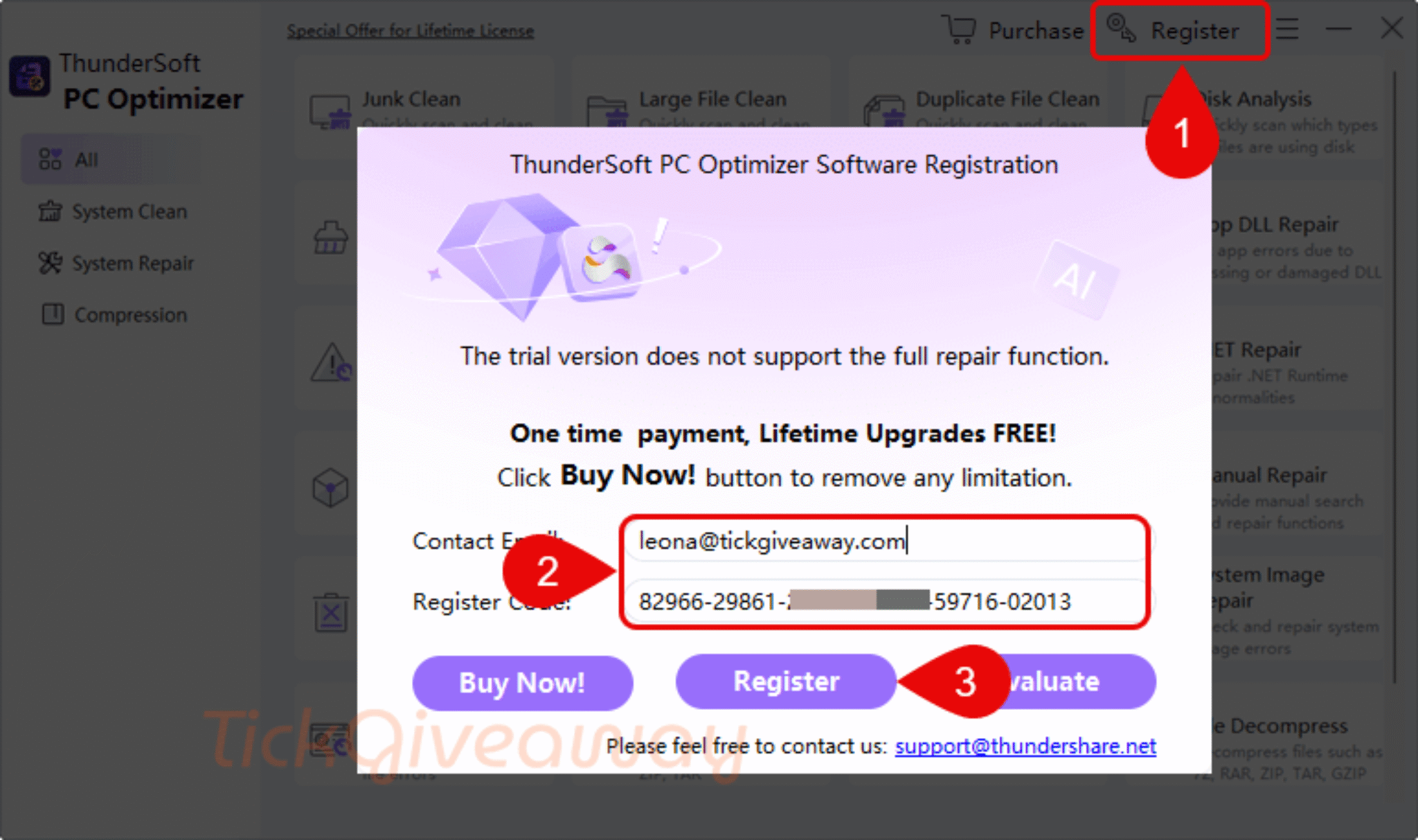 Free ThunderSoft PC Optimizer Key Giveaway for PC Cleanup