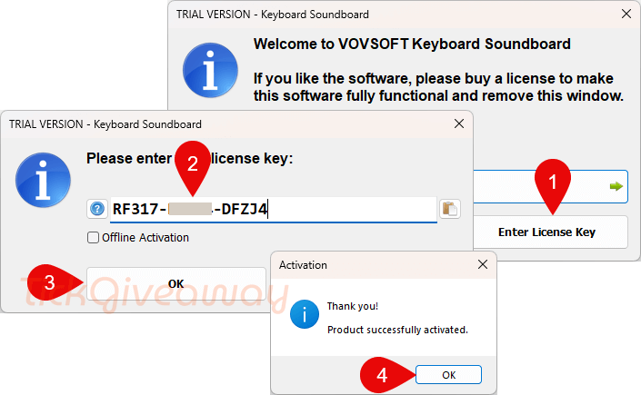 activate vovsoft keyboard soundboard key
