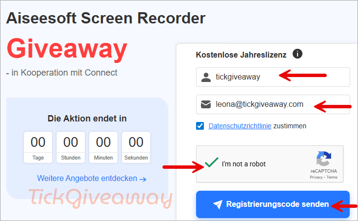 aiseesoft screen recorder giveaway page