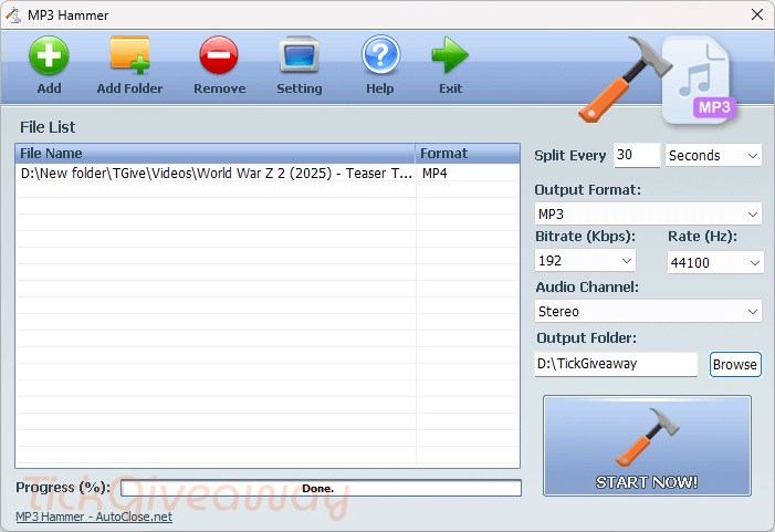 AutoClose MP3 Hammer