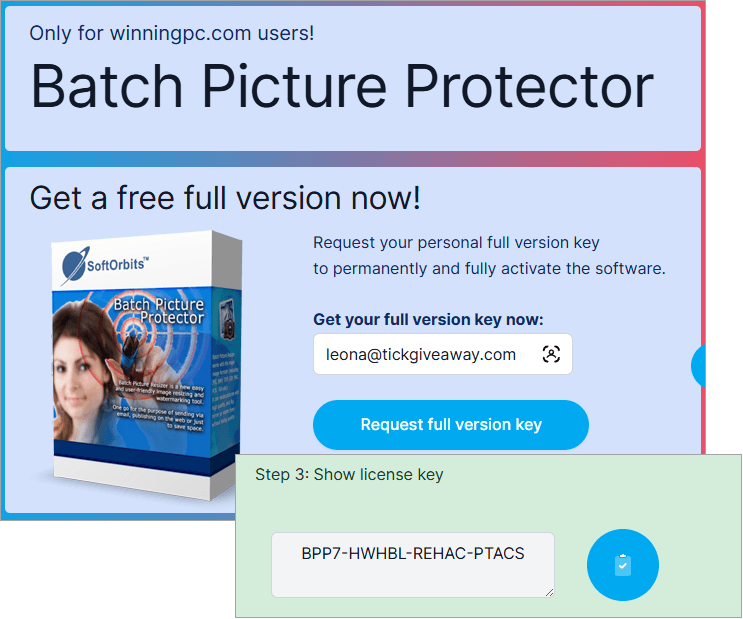 get softorbits batch picture protector code