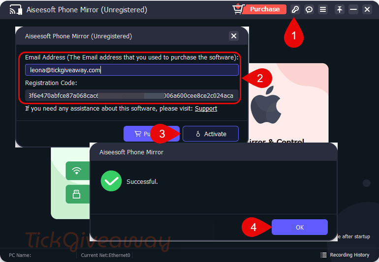 register aiseesoft phone mirror code