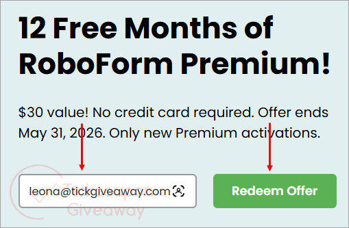 roboform premium giveaway page