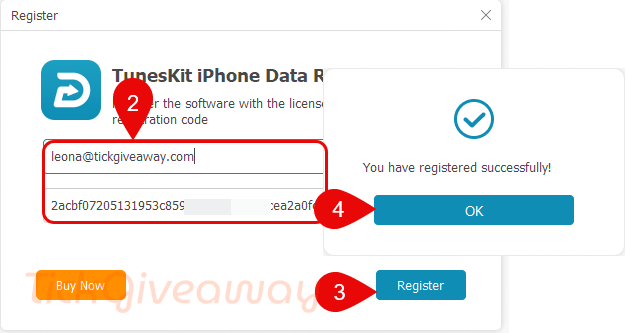 tuneskit iphone data recovery registration