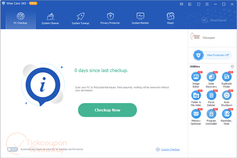 wise care 365 pro main screenshot free code Wise Care 365 Pro