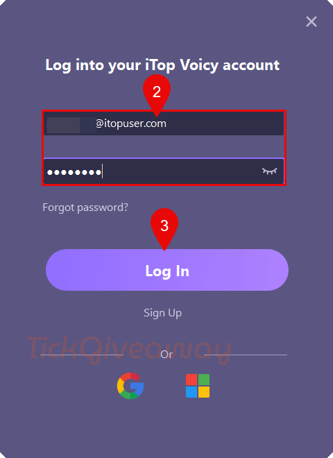 enter account itop voicy pro