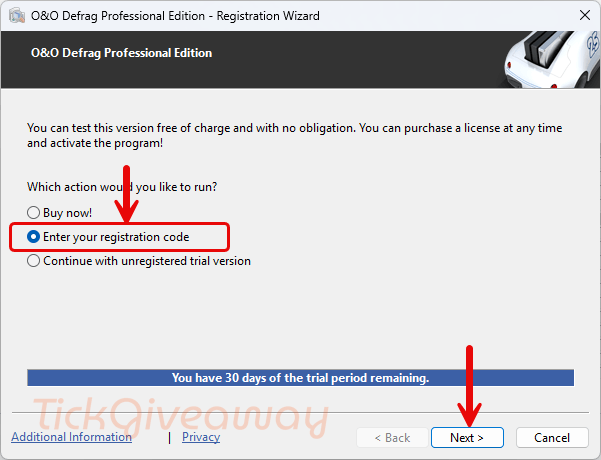 enter o o defrag professional key